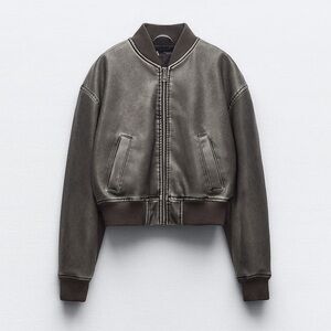 ZARA Faux Leather Bomber Jacket